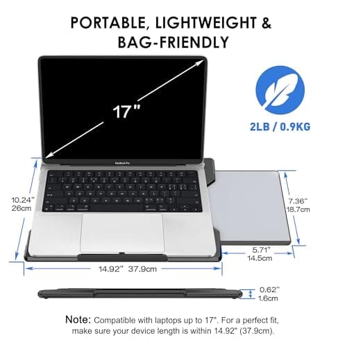 DeskLogics Laptop Lap Desk for Bed & Couch, Portable Laptop Lap Pad with Retractable Left/Right Mouse Pad, Stable & Comfortable Lap Tray for Sofa, Travel, Writing & Home Office 5
