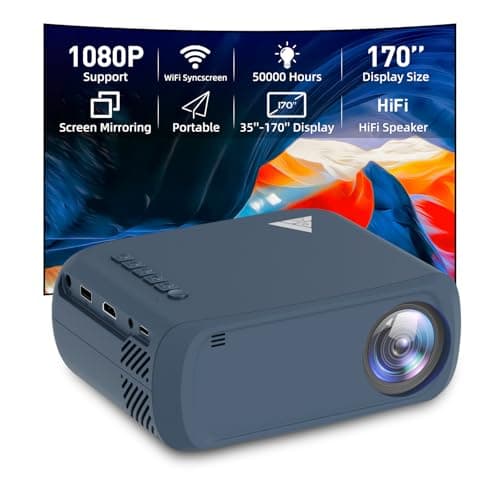 Mini Projector, iTJQ Portable Projector 1080P Supported for Indoor Outdoor Movies, Phone Projector Compatible with iOS/ Android, Laptop, TV Stick/ PS5, USB/HDMI/Type-C