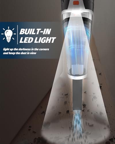 BRL Handheld Vacuum Cordless, Brushless Car Vacuum Cleaner with 12000PA Powerful Suction, 2 Suction Modes Mini Hand Vacuum, Dry & Wet, Portable Vacuum for Car Pet Hair, Home, Office, Keyboards 7