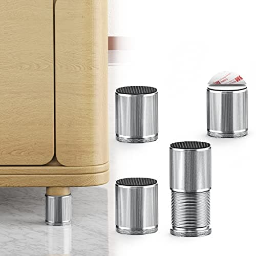 xuenair Bed Risers, 3 inch Bed Riser for Adjustable Base,4 Pcs Metal Furniture Risers Heavy Duty Suitable for Bed，Sofa,Dresser,Tables, TV Cabinet etc （Sliver 4 Pcs）
