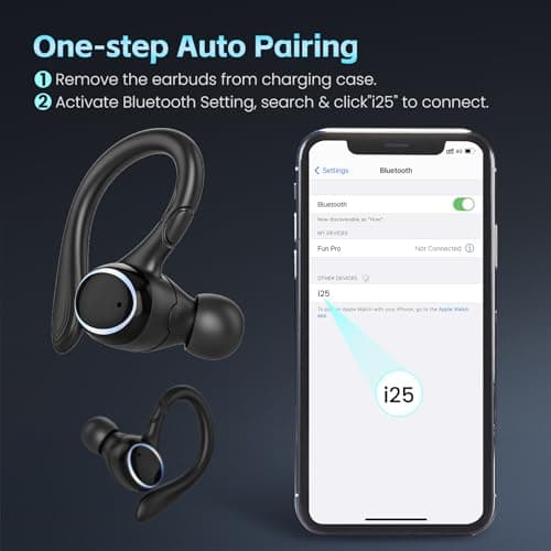 Catitru Wireless Earbuds Bluetooth Headphones Sport, 2024 Bluetooth Earbuds Stereo Ear Buds, Noise Cancelling Mic, IP7 Waterproof Headset for Workout/Running Black 6