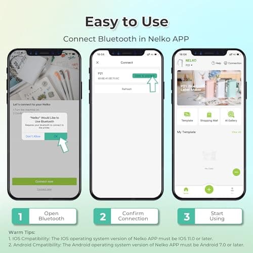 Nelko Label Maker Machine with Tape, P21 Bluetooth Label Printer, Wireless Mini Label Makers with Multiple Templates for School Office Home, White 6