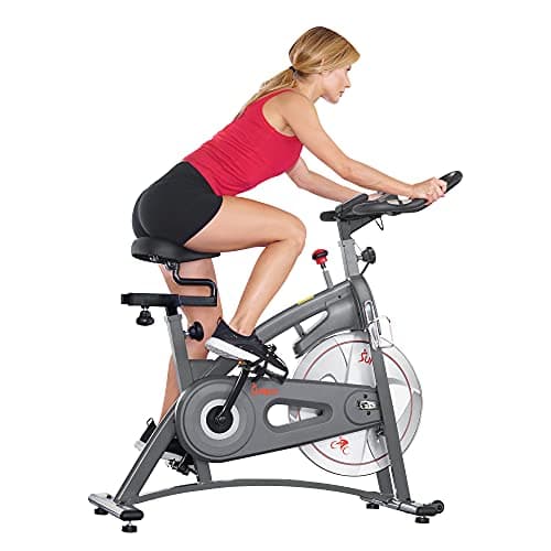 Sunny Health & Fitness Indoor Cycling Exercise Bike w/4-Way Adjustable Seat & Pulse Sensors, Home Cardio Training Equipment w/Micro-Adjustable Magnetic Resistance, Optional 29, 30, 40 Pound Flywheel