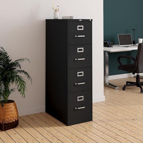 Staples 4-Drawer Vertical File Cabinet, Letter Size Documents, Lockable, 25" D x 15" W x 51.97" H, Black 8