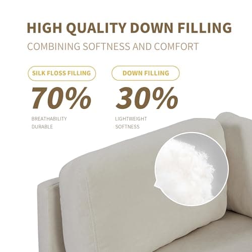 Extra Wide Deep Seat Convertible Modular Sectional Couch with Movable Ottoman and Detachable Backrest , L Shaped Upholstery Reversible Corner Sofa ,Down Filled Sleeper Sofa&Couches for Living Room 7