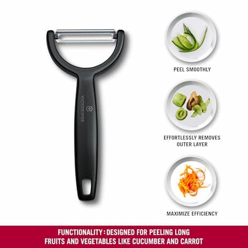 Victorinox Ypso Peeler for Vegetables, Fruits, Serrated Edge, Extra Sharp, Swiss Made, Black 6