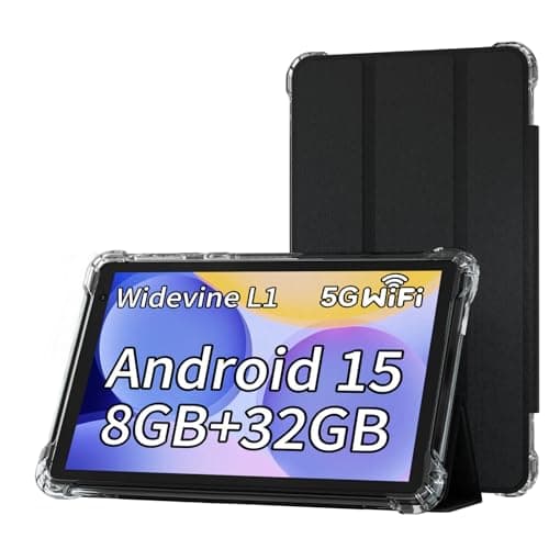 BYANDBY Tablet 7 inch Android 15.0 Tablet, 8GB+32GB ROM （1TB Expand）, Quad-Core, WiFi, GMS, Dual Camera, Educational, Games （Black）