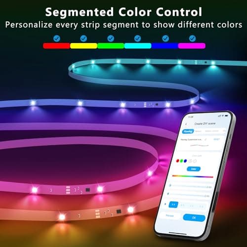 DAYBETTER Smart IC LED Strip Lights, BGRIC LED Lights for Bedroom, DIY Multiple Colors on One Line, App Control Color Changing Strip Lighting Music Sync Home Decor 16.4 ft 2