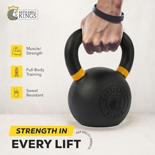 Kettlebell Kings Powder Coated Kettlebell Weights - 9-97 lb Strength Training Kettlebells for Men and Women - Hand Weights Workout Gym Equipment - Weights Set for Home Gym- New 5