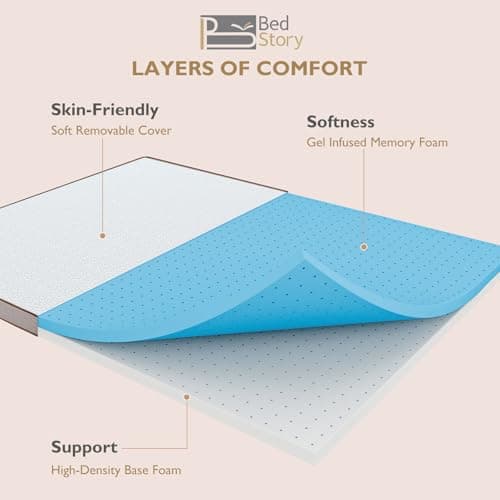 BedStory 3 Inch Gel Memory Foam Mattress Topper Queen - Pressure Relief Bed Toppers with Breathable Removable Cover and High Density Foam, CertiPUR-US Certified Comfort 6