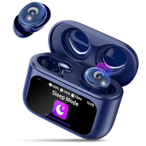VEKJ Sleep Earbuds Bluetooth 5.4 in Ear Smart Touch Screen Ear Buds, 48H Playtime Mini Sleep Headphones Small Design for Side Sleepers, Crystal-Clear Calls, 5 EQ Modes, IPX7 Waterproof Earphones Blue
