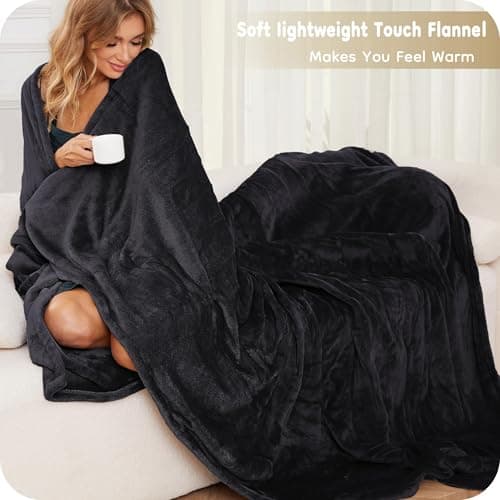 LaffyLo Electric Heated Blanket Full Size 72"×84", Breathable & Luxurious Flannel, Soft Warm Gift with Over-Heat Protection, 4 Heating Levels & 10 H Auto Shut Off, Machine Washable, Dark Grey 6