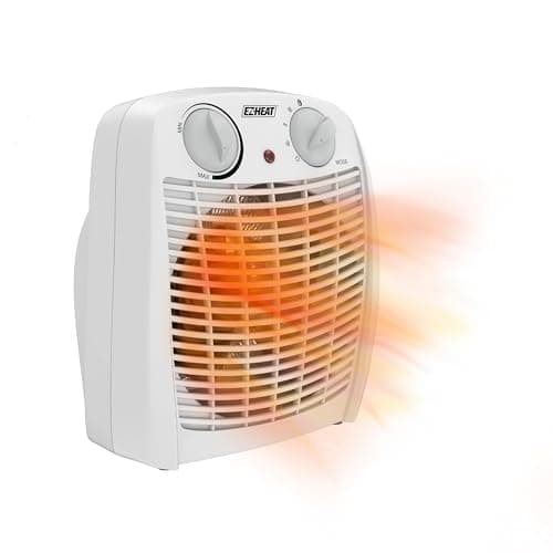 EZ-HEAT 750/1,500 Watt Portable Indoor Space Heater with Adjustable Thermostat, Overheat Sensor, Safety Tip-Over Switch, & Stay Cool Housing, BNS-15K