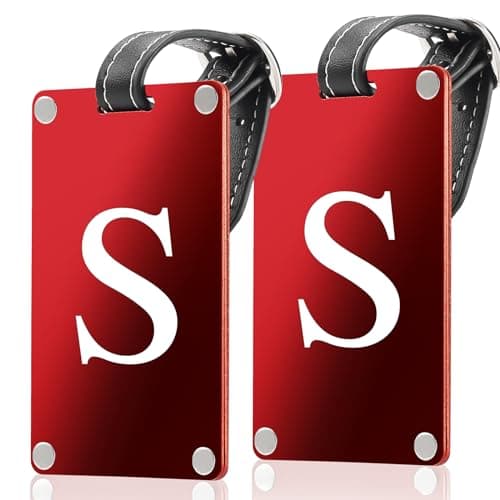 Premium 3-Layer Aluminum Luggage Tags by Fortuna - Easy to Claim, Laser-Engraved, Plastic-Free, and Eco-Friendly Luggage Tag Holders, 2-Pack, Red (S)