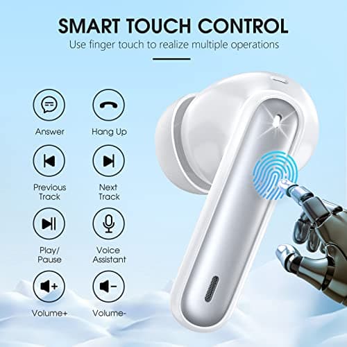 Wireless Earbuds Bluetooth 5.3 Headphones 40Hrs Playtime with LED Display for iphone and Android, Wireless earphones Deep Bass and Noise cancelling Bluetooth Ear Buds with IPX7 Waterproof, Fast Charge 7