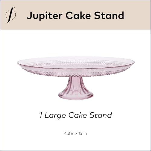FORTESSA Jupiter Beaded Hobnail Glass Vintage Themed Collection, 13 Inch Vintage Cake Stand, Dishwasher-Safe, Glass Cake Stand, Pink 5