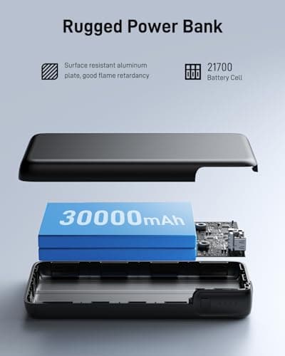 HenHot 100W Power Bank, 30000mAh Laptop Portable Charger USB-C PD Fast Charging Laptop External Battery Pack for Dell,MacBook,HP,Asus,Lenovo,Steam Deck,Switch,iPhone,Galaxy, iPad and More 6