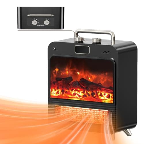 Feculs Electric Fireplace Heater, 3-IN-1 Portable Fireplace Heaters for Indoor Use, 750/1500W Space Heater Indoor, Realistic 3D Flame, 2 Heating and Fan Modes, Space Heater for Office Bedroom Indoor