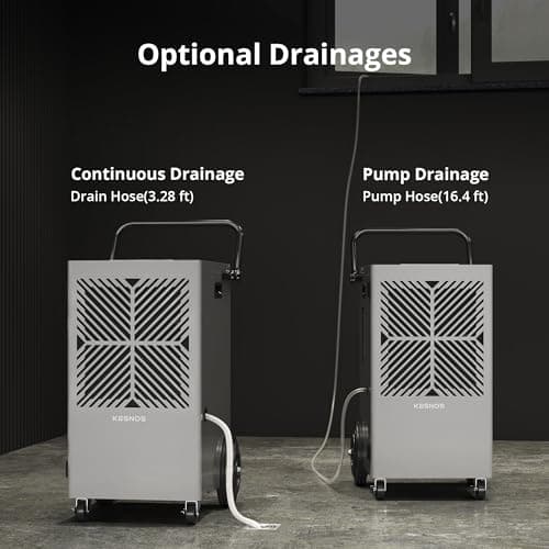 Kesnos 155 Pints Commercial Dehumidifier with Pump – Dehumidifier with Drain Hose and 24 Hr Timer in Large Space Up to 7500 Sq. Ft. – Ideal for Basements, Industrial Spaces and Job Sites 5