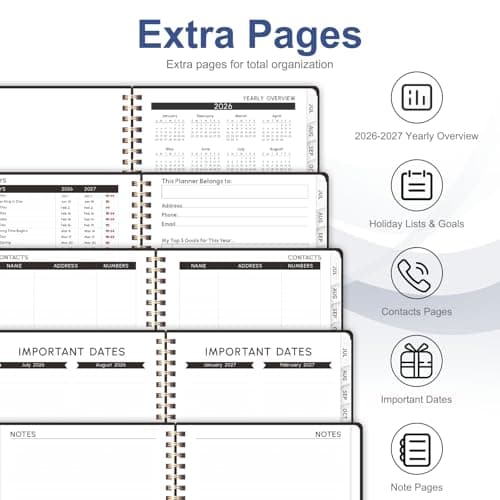 Planner 2026-2027, Weekly and Monthly Academic Year Calendar Planner, July 2026 - June 2027, Daily Agenda Book for Office School Supplies, A5(6.3'' x 8.5'') 6