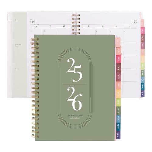 Rileys Academic Planner 2025-2026, Daily, Weekly & Monthly Planner, July 2025 - June 2026, Student Notes Pages, Twin-Wire Binding, Weekly Agenda for School & Work (8 x 6-Inches, Green)