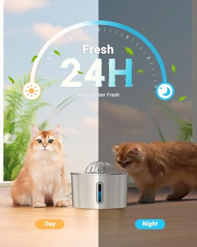 Cat Water Fountain Stainless Steel - 74oz/2.2L Pet Gift Dog Water Dispenser Automatic Silent Cats Dispenser for Drinking Indoor Metal Kitty Spout Fountains with 3 Filters & 3 Sponges Cat Dogs Gifts 6