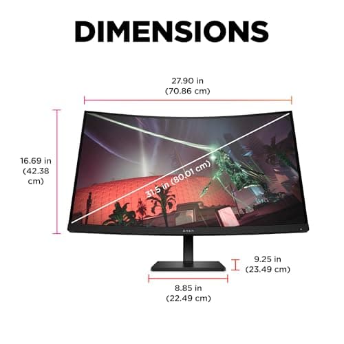 HP OMEN 32c QHD 165Hz Curved Gaming Monitor, QHD Display (2560 x 1440), VA Panel, 99% sRGB, 90% DCI-P3, 16:9, AMD FreeSync Premium Technology, 32c (2023) 8
