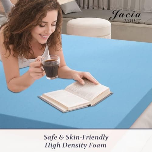 Jacia House 3 Inch Bed Foam Hospital Size Mattress Topper in a Box, Single Bed Topper, Certi PUR-US Certified 72 * 33 * 3 Inches Hospital Mattress Foam Pad Blue 7