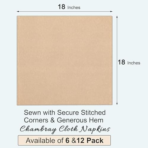 Ruvanti Cloth Napkins Set of 12, 18x18 Reusable Napkins Cloth Washable, Soft & Durable Table Napkin, Poly Cotton Fabric Dinner Napkins for Parties, Christmas, Thanksgiving, Weddings - Honey 8