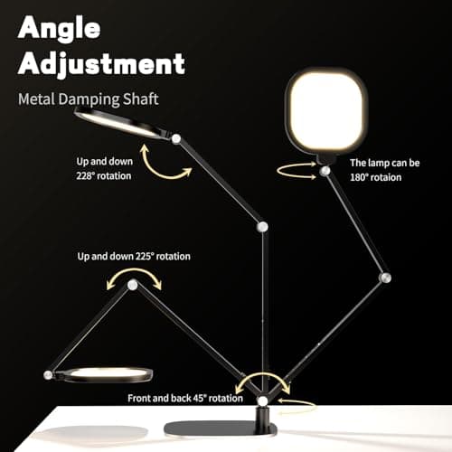 LitONES LED Desk Lamp for Home Office, Eye-Caring Diffused Desk Light, 3 Color Temperature 10 Brightness Computer Light, Dimmable Desk Light with Memory & Timer Func, Metal Swing Arm Table Lamp 5