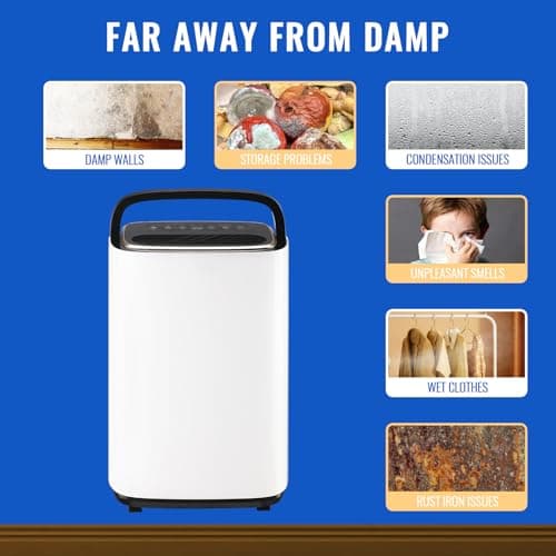 WANAI 30 Pints Dehumidifier for Basements with Drain Hose, 2500 Sq.Ft Dehumidifiers Auto Drain or Manual Drainage, Small Dehumidifier for Home Bedroom Bathroom with 2.2L Water Tank, 3 Modes, 24Timer 5