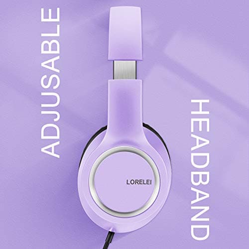 LORELEI X8 Over-Ear Wired Headphones with Microphone with 1.45m-Tangle-Free Nylon Line&3.5mm Plug,Lightweight Foldable & Portable Headphones for Smartphone,Tablet,Computer,Mp3/4(Dark Purple) 5