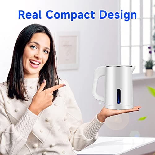 Small Electric Kettle Stainless Steel, 0.6L Portable Travel Electric Tea Kettle, Mini Hot Water Boiler Heater for Business Trip, Camping, Travel, Office 5