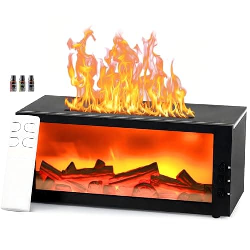 Upgraded 300ml Fireplace Diffuser Essential Oill X3,7 Colorful Large Flame Fire Humidifier Changing Aroma Diffuser for Aromatherapy Yoga Room Bedroom, Room, Office, Home with Remote Timer and Auto Off
