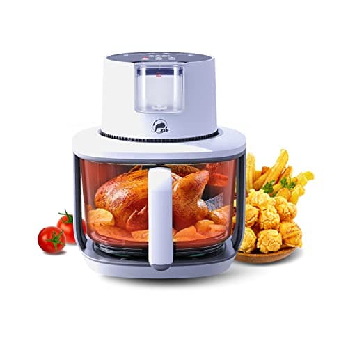 X&E 6-in-1 Glass Air Fryer,4.5QT Large Capacity, Up to 400°F High Heat,Food-Grade Borosilicate Glass,Easy-Clean Nonstick Basket, Smart Timer & Presets,Healthier, Less Oil Cooking