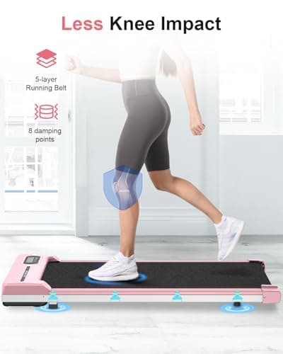 HomeFitnessCode Walking Pad, 5MPH Under Desk Treadmill Portable for Office & Home, Compact & Small, Ultra Quiet<45dB with 300+ Lb Capacity, Remote Control, LCD Display, Pink 6