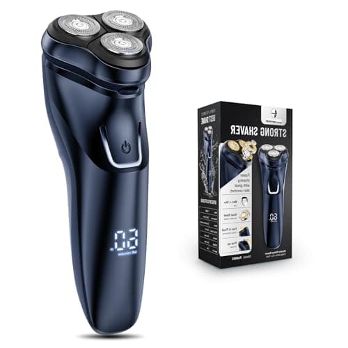 Men's Cordless Electric Razor: Wet/Dry Rotary Shaver - Waterproof, USB Fast Charging, Gentle on Sensitive Skin - Includes Pop-Up Trimmer and Precision Blades in A1 Black1