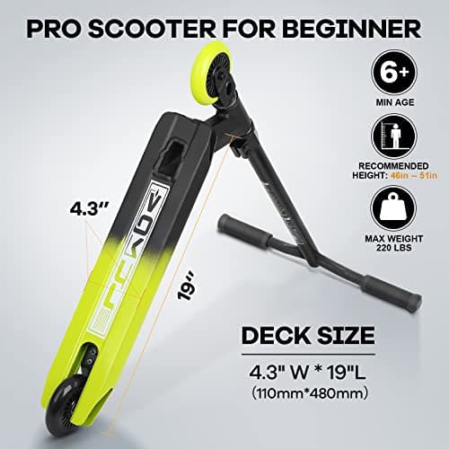 VOKUL Complete Pro Scooter for Kids Boys Girls Teens Up 6 Years - Freestyle Tricks Pro Stunt Scooter (Green) 6