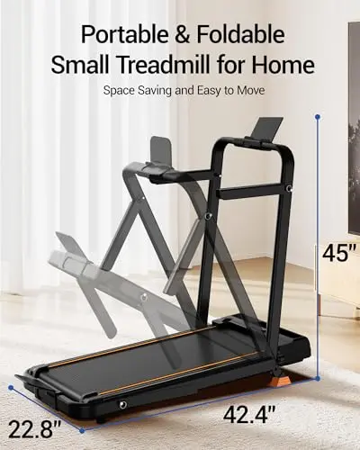 3-in-1 Portable Under Desk Treadmill, 17% Incline Walking Pad Treadmills for Home and Office, Folding Treadmill with 2.5 HP Quiet Brushless, 300 LBS Capacity 5