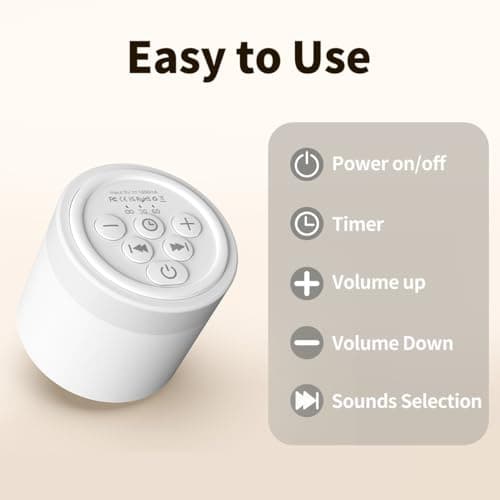 Sound Machine Mini White Noise Machine with 30 Soothing Sounds 4 Timers Memory Function for Newborn Baby Kids Adults Portable Rechargeable Sleep Brown Noise Machine for Travel Camping Home Office 6