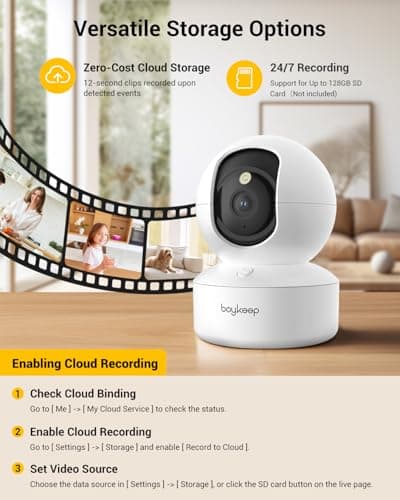 BoyKeep Indoor Camera - 2K Pet Camera, 5G/2.4GHz WiFi Cam for Baby Monitor with Phone App, 360° Pan & Tilt, 2-Way Audio, Color Night Vision, New for 2025 with 12s Free Cloud Storage 7