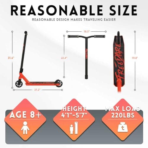 FREEDARE Pro Stunt Scooter for Kids & Teens 8 Years Old Above, Intermediate Riders, 110mm PU Wheels, Freestyle Kick Scooter for Tricks, Orange 5