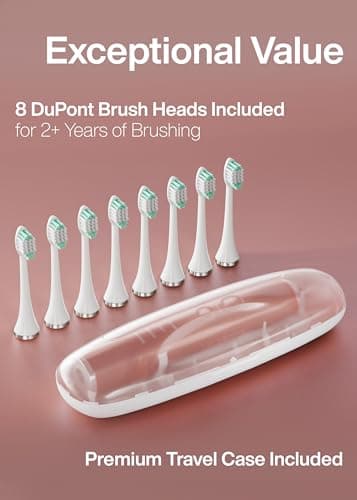 Aquasonic Vibe Series Ultra-Whitening Toothbrush – ADA Accepted Electric Toothbrush - 8 Brush Heads & Travel Case – 40,000 VPM Motor & Wireless Charging - 4 Modes w Smart Timer – Satin Rose Gold 5