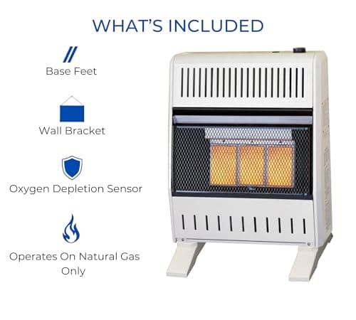 ProCom Heating Natural Gas Ventless Infrared Plaque Heater With Base Feet - 18,000 BTU, Manual Control - Model# MN180HPA-B 5