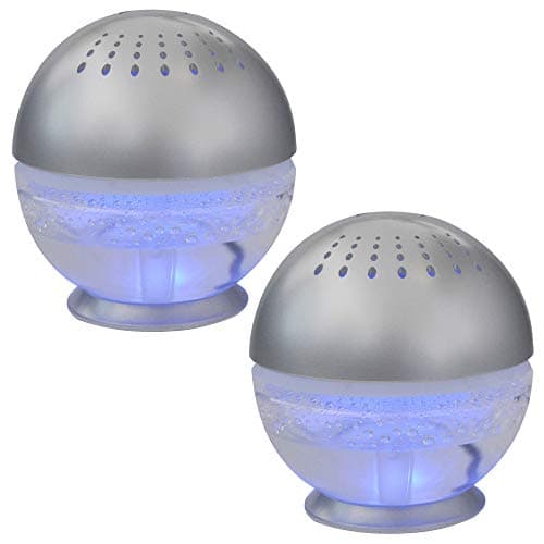 2 Units EcoGecko Little Squirt Glowing Water, Air Revitalizer, Air Freshener, Room Aromatizer, Aroma and Essential Oil Diffuser with 10ML Lavender Oil, Silver