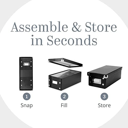 Snap-N-Store Index Card Holder Storage Box - Collapsible Organizer Box fits 1100 Flash Cards - Business, Recipe, or Note Card - 3 x 5, 1 Pack, Black 7