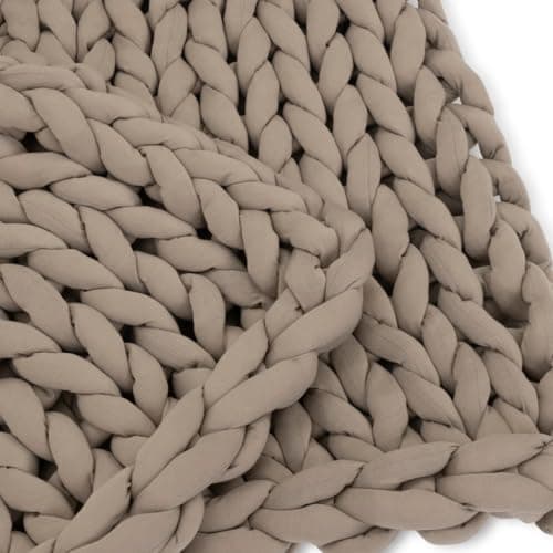 Nuzzie Original Knit Weighted Blanket- Breathable, Cooling, Hand Made Knit Throw Blanket for Sleep for Relaxation - Machine Washable, Stylish Design (Taupe, Throw | 12lbs | 44"x60") 9