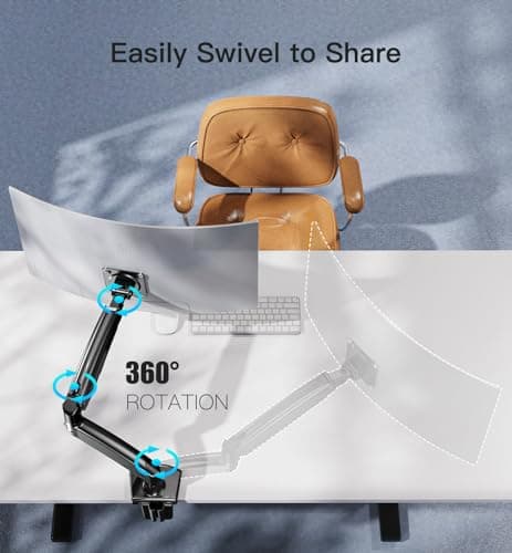 ​HUANUO Heavy Duty Monitor Arm for 49-Inch Ultrawide/Curved Screens, Full Motion Adjustable Monitor Mount with Aircraft-Grade Aluminum, Holds 26.4lbs, VESA 75x75/100x100mm​ 7