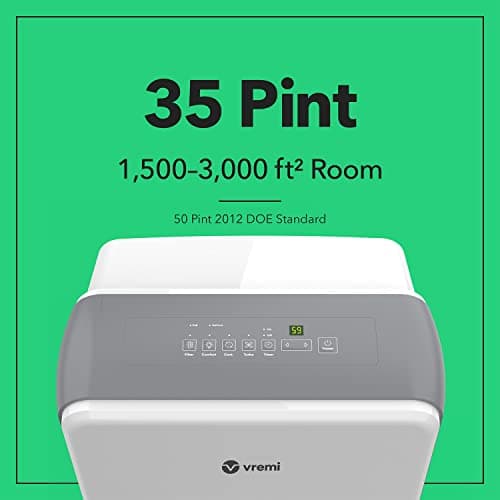 Vremi 35 Pint 3,000 Sq. Ft. Dehumidifier Energy Star Rated for Medium Spaces and Basements White 6
