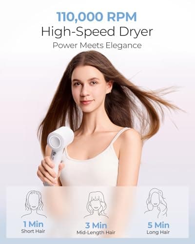 Kids Hair Dryer Mini, Lightweight 0.64lb High-Speed Blow Dryer with Smart Temperature Control & 600M Negative Ions, Compact Travel Hair Dryer for Kids, Adults & Seniors 5